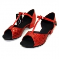 T fonts Red/silver/purple/gold sequins of Children Latin Shoes