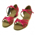 Pink/Red/Apricot satin Five Knot Children Latin Shoes