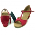 T fonts Wine red satin Children Latin Shoes