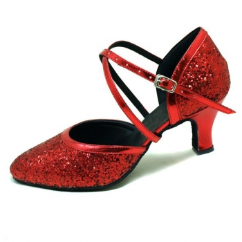 Red sequins of Women's modern shoes