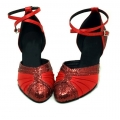 Red hexagon Satin Flap of Women's modern shoes