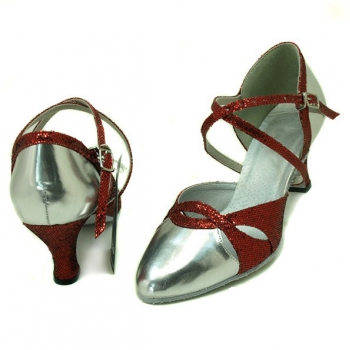 Horizontal Figure 8 Silver Red Flash Genuine leather of Women's modern shoes
