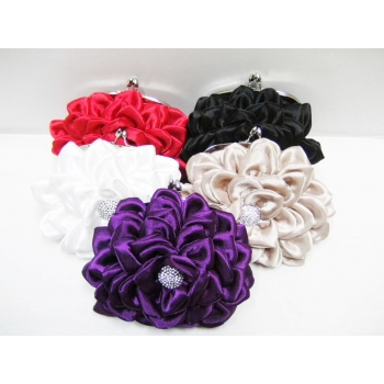 Europe Water lily Shape Silk Fabric Evening Bags-red. black. golden brown. white. purple