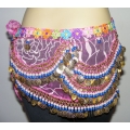 BellyDance Hip Scarf-Printing hanging coins &colorbeads 