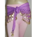 128 Golden Coins Belly Dance Hip Scarf Skirt Costume -10colors