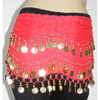 107 Golden Coins Belly Dance Hip Scarf Skirt Costume -8colors