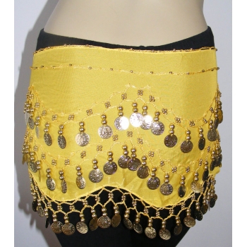 107 Golden Coins Belly Dance Hip Scarf Skirt Costume -8colors