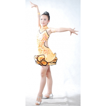 Child Girls/Ladies Latin dance dress-Over all dress in 3sets-Oranger