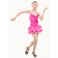 Child girls latin dance dress- Overall dress-Pink