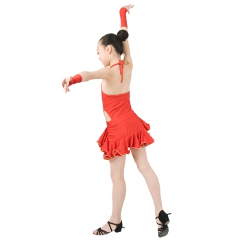 Child girls latin dance dress- Overall dress in 2sets-Red