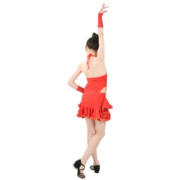 Child girls latin dance dress- Overall dress in 2sets-Red