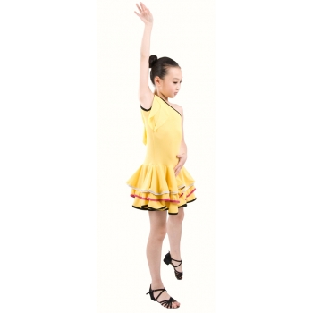 Child girls latin dance dress-Overall dress in single shoulder