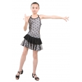 Child girls latin dance dress-Overall dress-Black