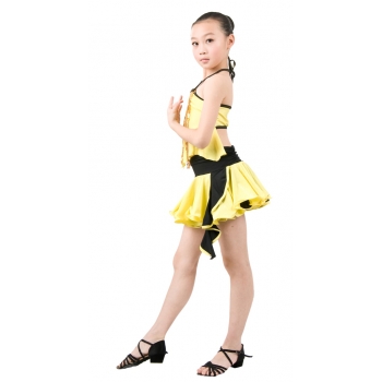 Child girls latin dance dress- 2 sets  (shirt + skirt)