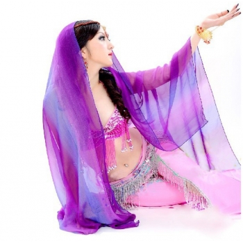 Fold wrinkle silk Gradient scarf for belly dance-2colors