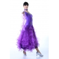Ladies Ballroom Modern Waltz Tango Dance Dress-Over all dress-Pulpre