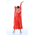 Ladies Ballroom Modern Waltz Tango Dance Dress-Over all dress-Red