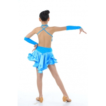 Child Girls/Ladies Latin dance dress-Over all dress in 3sets-Sky Blue/Yellow/Black