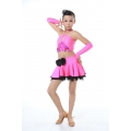 Child Girls/Ladies Latin dance dress-3sets(shirt + skirt)-Pink/Purple