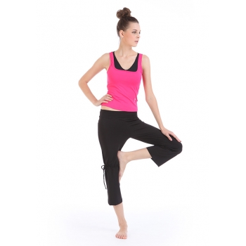 Yoga Slim fitting Sportswear clothing suits(Mixed colors casual vest+Cropped Pants)