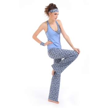 Genuine Yoga Sportswear suits(Floral fabric Sleeveless skirt+Bell-bottomed pants)