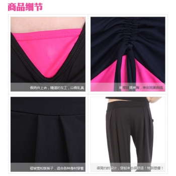Korean fashion Yoga Casual Workout Summer Suits(Butterfly cardigan Short sleeve T-Shirt+Harem Lantern Pants)